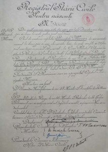 Mircea's birth certificate - RNA